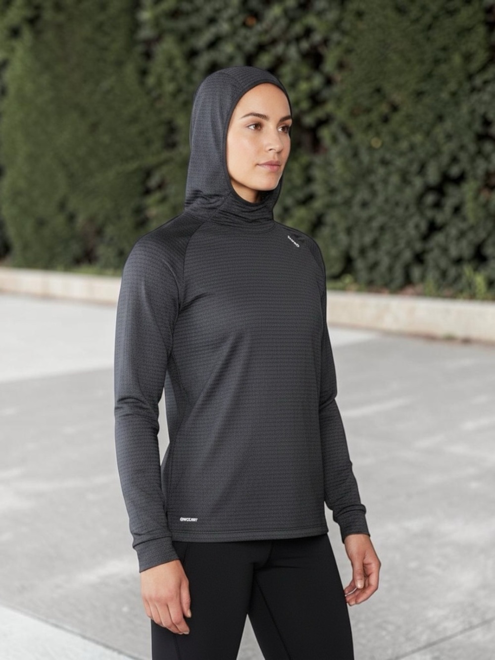 Skora Black Hooded Long Sleeve Top